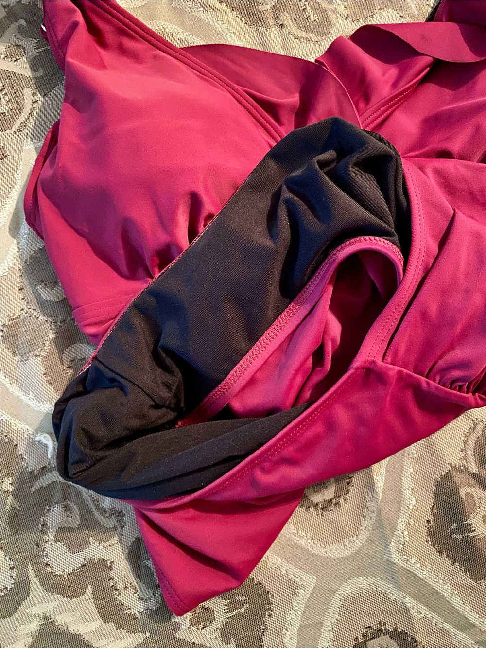 DKNY Raspberry Pink Ruffle Ruched Tummy Control One Piece Swimsuit 14 - Picture 4 of 10